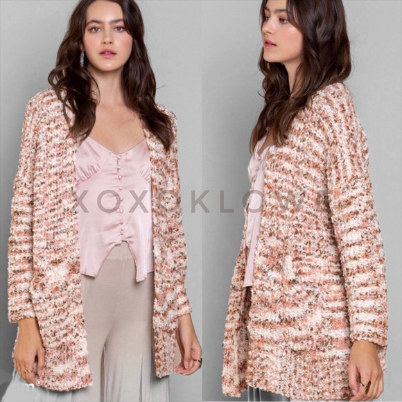 POL Soft Popcorn Knit Open Front Cardigan Multicolor Oversized - Picture 3 of 12